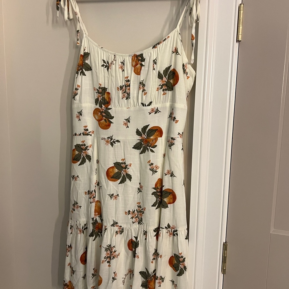 Sugarlips Peach 🍑 Print Mini Dress - Cream and Orange